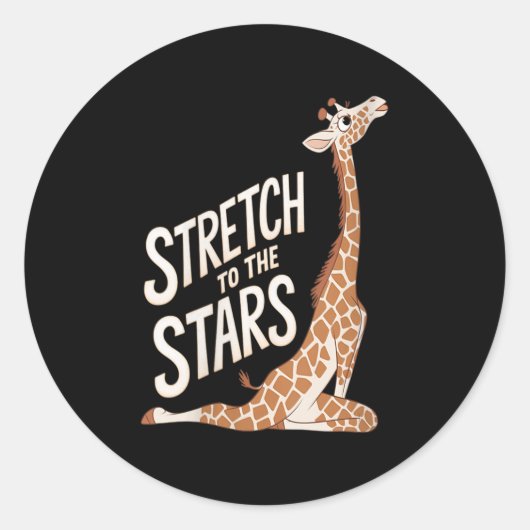 Womens Stretch Toward The Galaxy Sitive Yoga Giraf Ronde Sticker (Voorkant)