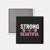 Womens Strong Is Beautiful Gym Fitness Motivationa Magneet (Voorkant / Achterkant)