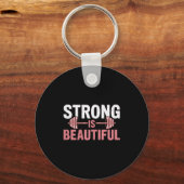 Womens Strong Is Beautiful Gym Fitness Motivationa Sleutelhanger (Voorkant)