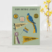 Womens Suffrage Movement Memorabilia Collage afdru Kaart (Gele Bloem)