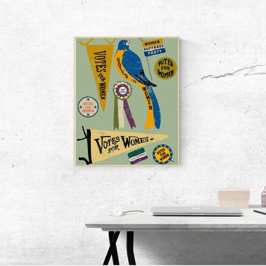 Womens Suffrage Movement Memorabilia Collage afdru Poster