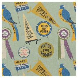 Womens Suffrage Movement Memorabilia Collage afdru Stof
