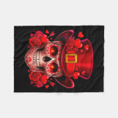 Women's Sugar Skull Valentine Cud Red Roses Couple Fleece Deken (Voorkant (Horizontaal))