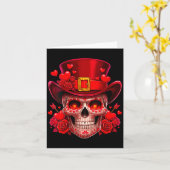 Women's Sugar Skull Valentine Cud Red Roses Couple Kaart (Gele Bloem)