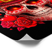 Women's Sugar Skull Valentine Cud Red Roses Couple Poster (Hoek)