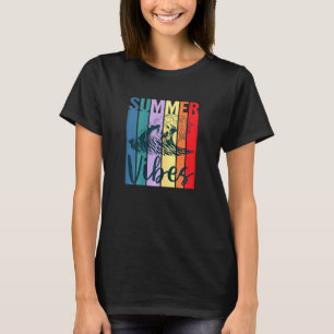 Womens Summer Vibes Retro Sunset Ocean Wav T-shirt