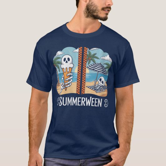 Womens Summerween Skeleton Ghost Beach Party Hallo T-shirt (Voorkant)