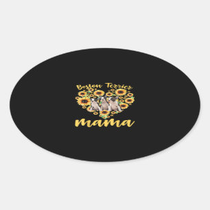 Womens Sunflower Boston Terrier Mama Hondenliefheb Ovale Sticker