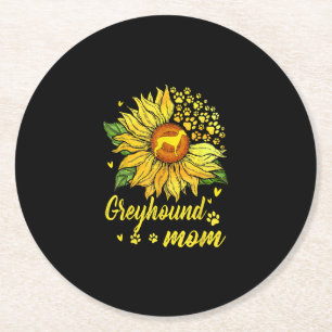 Womens Sunflower Greyhound Ma Hondenliefhebber Gif Ronde Kartonnen Onderzetter