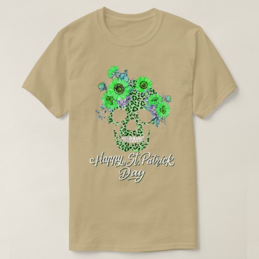 Womens Sunflower Leopard Cheetah Skull Print St Pa T-shirt (Design voorkant)