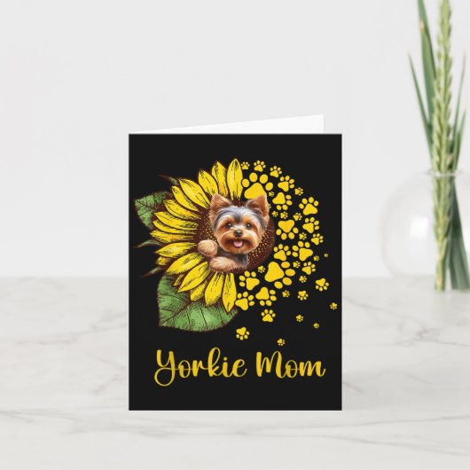 Womens Sunflower Yorkie Mom Dog Lover  Kaart (Voorkant)