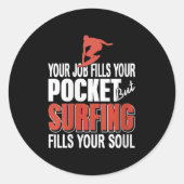 Womens Surfing Fills Your Soul Job Fills Cket Coas Ronde Sticker (Voorkant)