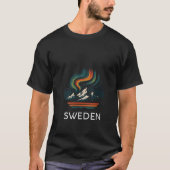 Womens Sweden Aurora Borealis Northern Lights Retr T-shirt (Voorkant)