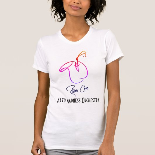 Womens T-shirt kunst van jazz saxophonist Richie C (Voorkant)