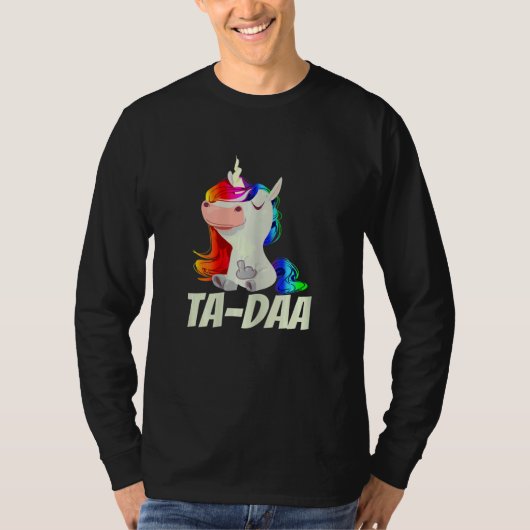 Womens TA DAA Middle Finger Rainbow Unicorn T-shirt (Voorkant)