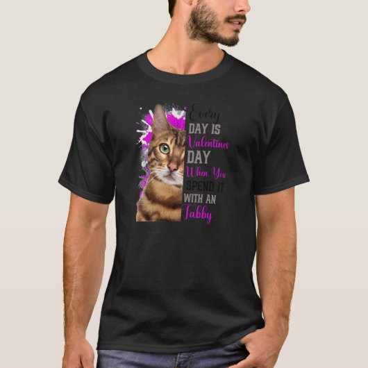 Womens Tabby Cat Mam Valentijnsdag Cat Mama Mothe T-shirt (Voorkant)