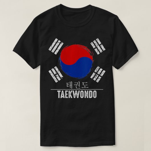 Womens Taekwondo Hangul Characters Black Belt Trai T-shirt (Design voorkant)