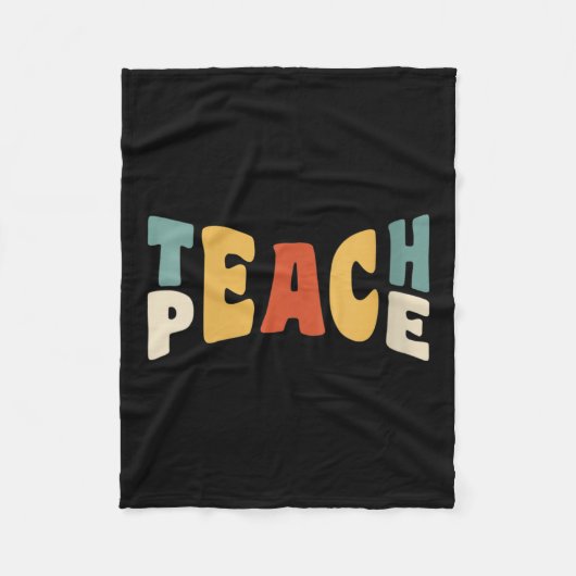 Womens Teach Peace Retro Teacher Motivational Educ Fleece Deken (Voorkant)
