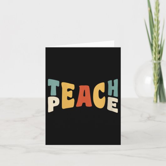 Womens Teach Peace Retro Teacher Motivational Educ Kaart (Voorkant)