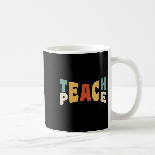 Womens Teach Peace Retro Teacher Motivational Educ Koffiemok (Rechts)