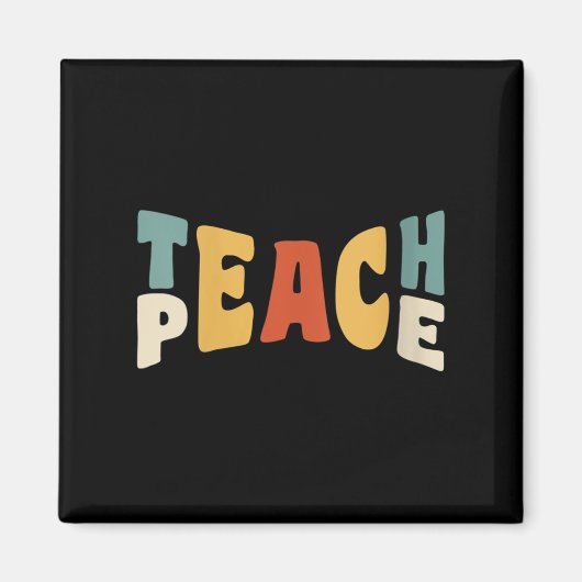 Womens Teach Peace Retro Teacher Motivational Educ Magneet (Voorkant)