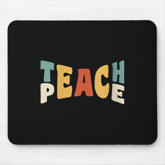 Womens Teach Peace Retro Teacher Motivational Educ Muismat (Voorkant)