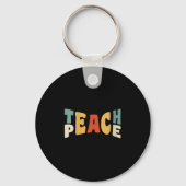 Womens Teach Peace Retro Teacher Motivational Educ Sleutelhanger (Voorkant)