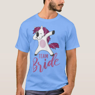 Womens Team Bride JGA unicorn dabbing bachelorette T-shirt