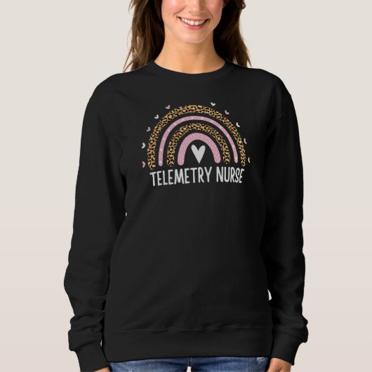 Womens Telemetrie Zuurzuster Leopard Rainbow Hea Trui (Voorkant)