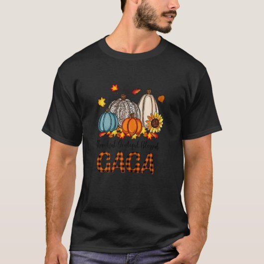 Womens Thankful Grateful Blessed Gaga Pumpkins Fal T-shirt (Voorkant)