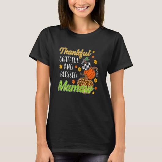 Womens Thankful Grateful Blessed Mamaw Autumn Herf T-shirt (Voorkant)