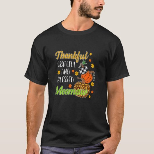 Womens Thankful Grateful Blessed Meemaw Autumn Fal T-shirt (Voorkant)