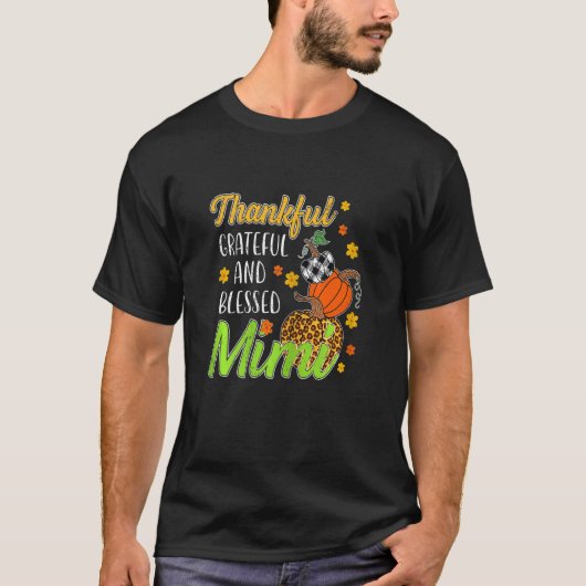 Womens Thankful Grateful Blessed Mimi Autumn Herfs T-shirt (Voorkant)