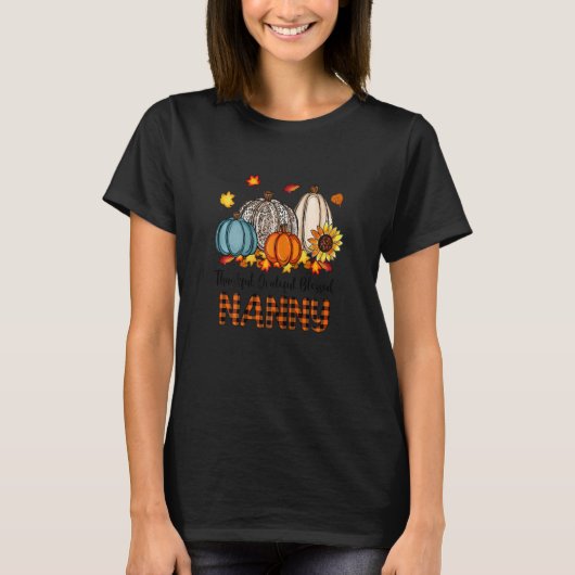 Womens Thankful Grateful Blessed Nanny Pumpkins Fa T-shirt (Voorkant)