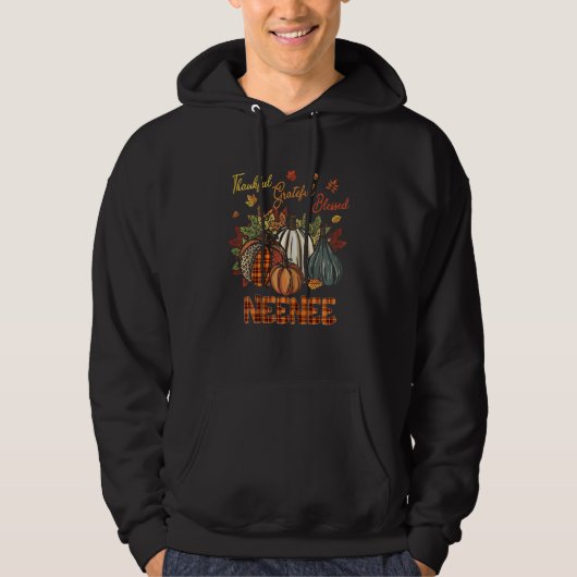 Womens Thankful Grateful Blessed Nene Pumpkins Fal Hoodie (Voorkant)