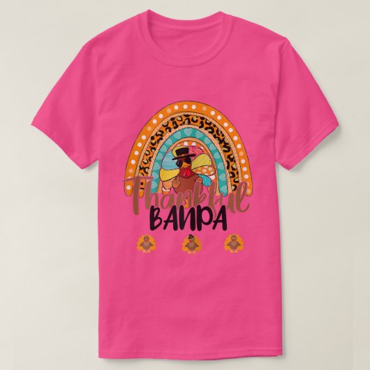 Womens Thankful T-Shirt Leopard Rainbow Turkey Tha (Design voorkant)