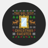 Womens The Ugliest Christmas Sweater With An Image Ronde Sticker (Voorkant)