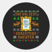 Womens The Ugliest Christmas Sweater With An Image Ronde Sticker (Voorkant)