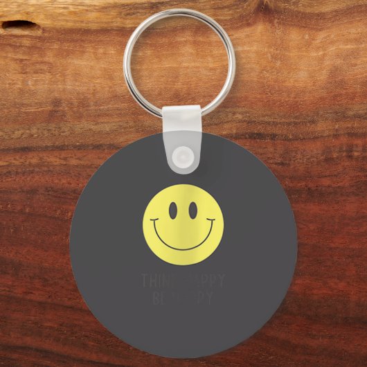 Womens Think Happy Be Happy Smile Face Motivationa Sleutelhanger (Voorkant)