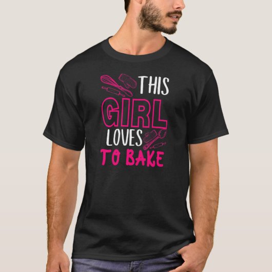 Womens This girl loves to bake kitchen utensils qu T-shirt (Voorkant)