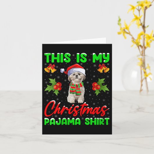 Womens This Is My Christmas Pajamas Funny Shih Tzu Kaart (Gele Bloem)