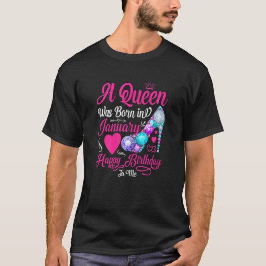 Womens This Queen was Born In January Happy Brithd T-shirt (Voorkant)