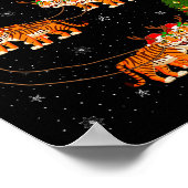 Womens Tiger Santa Sleigh Flying Funny Magical Chr Poster (Hoek)
