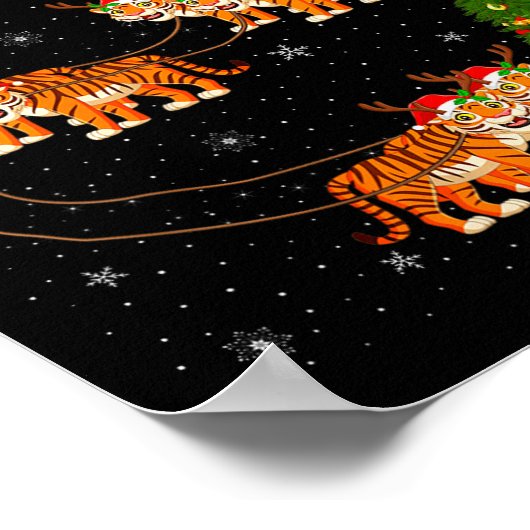 Womens Tiger Santa Sleigh Flying Funny Magical Chr Poster (Hoek)