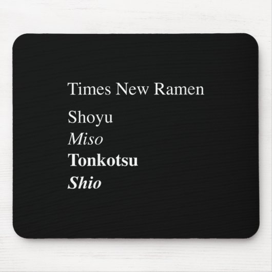 Womens Times New Ramen Shoyu, Miso, Tonkotsu, Shio Muismat (Voorkant)
