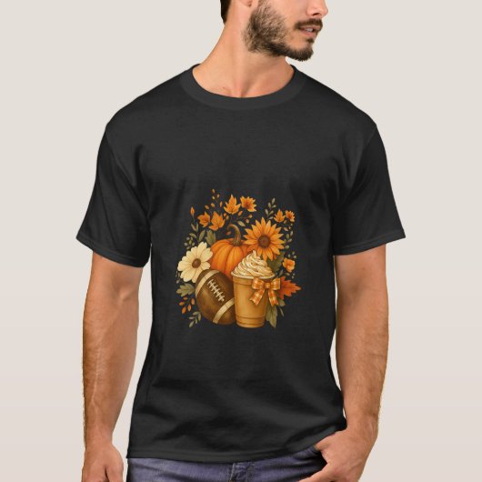 Womens Tis The Season Fall Autumn Football Pumpkin T-shirt (Voorkant)
