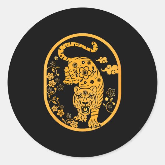 Womens Traditional Art Chinese New Year 2022 Year  Ronde Sticker (Voorkant)