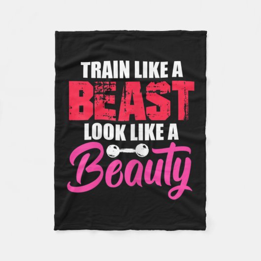 Womens Train Like A Look Like A Beauty Gym Workout Fleece Deken (Voorkant)