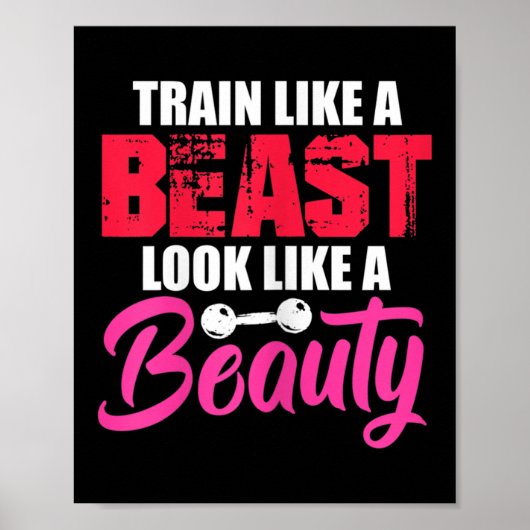 Womens Train Like A Look Like A Beauty Gym Workout Poster (Voorkant)