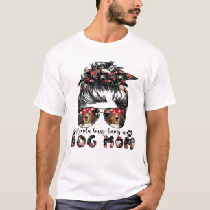 Womens Treeing Walker Coonhound Mam Messy Bun Hair T-shirt